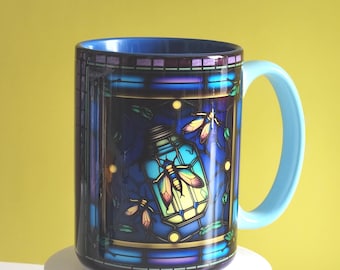 Firefly/Lightning Bug Mug - Stained Glass Design