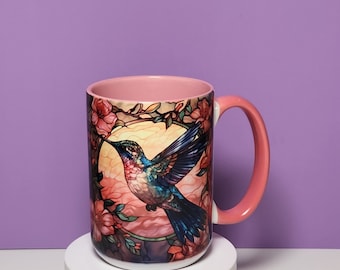Floral Hummingbird - Stained Glass Mug