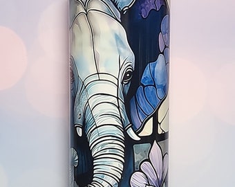 Stained Glass Elephant Tumbler: 20 oz Insulated Coffee Mug