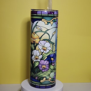 Pansies! in Stained Glass Tumbler