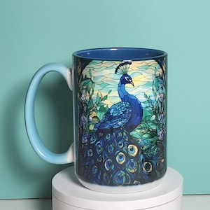 Peacock- Stained Glass Design Mug