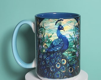 Peacock- Stained Glass Design Mug