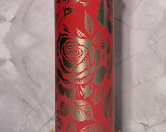 Laser Engraved Red Rose Tumbler | 20 oz Stainless Steel Travel Mug | Floral Rose Design | Romantic Gift | Valentine’s Day Gift