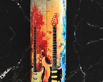 Guitar Tumbler with Bluetooth Speaker & LED Lights: 20 oz Insulated Stainless Steel Cup