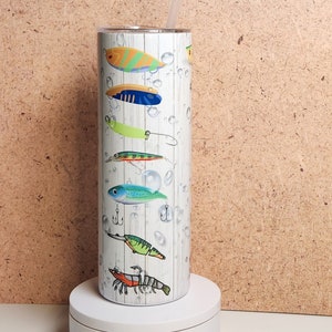 Fishing Lure Tumbler: 20 oz Stainless Steel Insulated Travel Mug