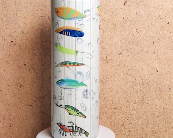 Fishing Lure Tumbler: 20 oz Stainless Steel Insulated Travel Mug