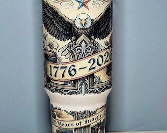 USA 250th 40 oz Tumbler with Handle | 1776–2026 Patriotic Eagle Design | Stainless Steel Travel Mug | Independence Anniversary Cup