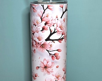 Sakura Travel Tumbler: Cherry Blossom Insulated Coffee Mug - 20 oz