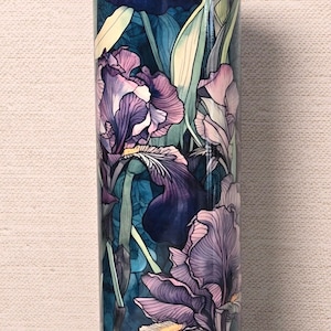 20 oz Insulated Coffee Tumbler Purple Iris Flower Mug Tumbler with Lid Coffee Travel Mug Flower Gift Birthday Gift