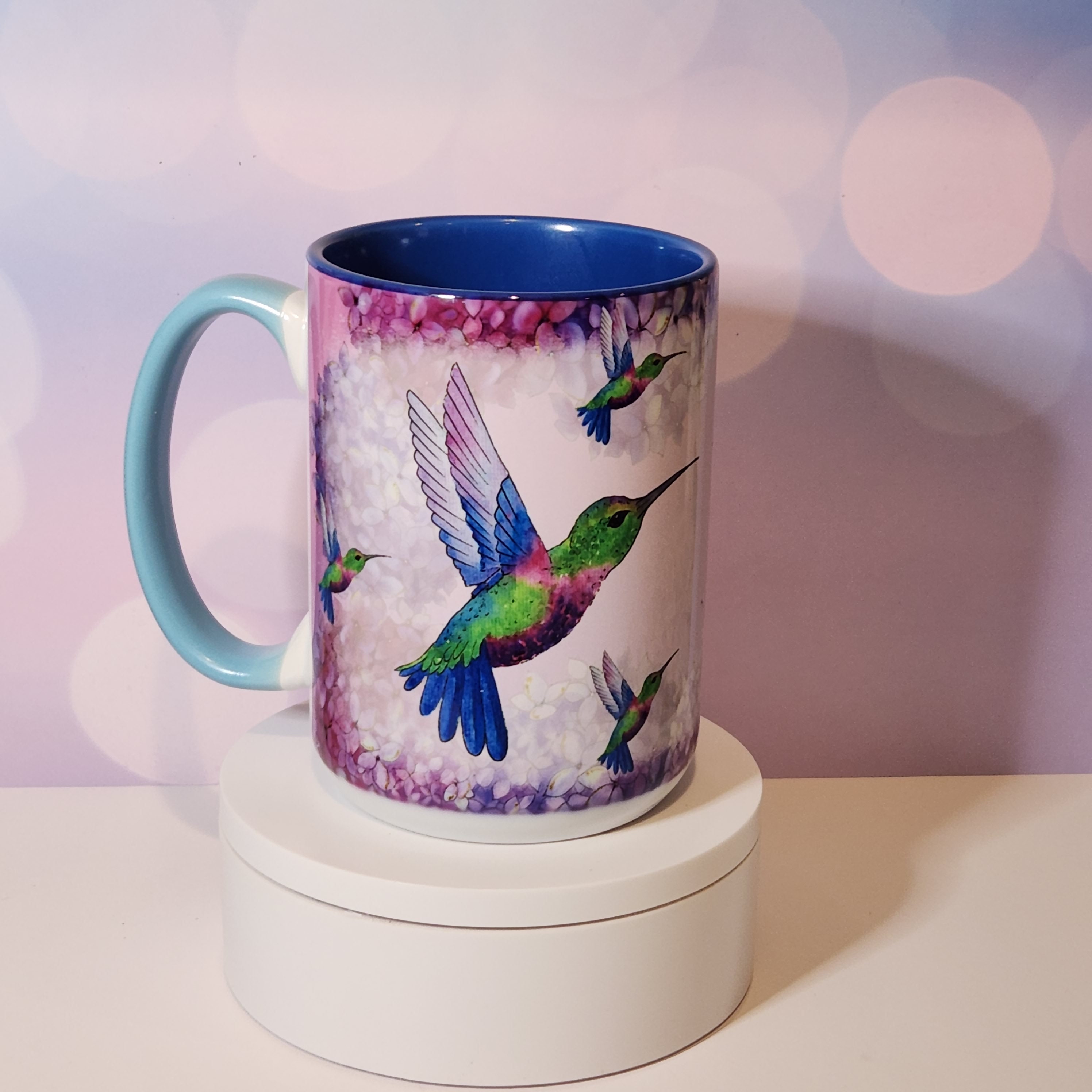 Ruby-throated Hummingbird Sculpted Stoneware Coffee Mugs, Set of 6