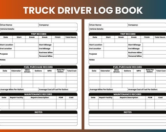 Driver Log Book Etsy Driver Log Book Etsy