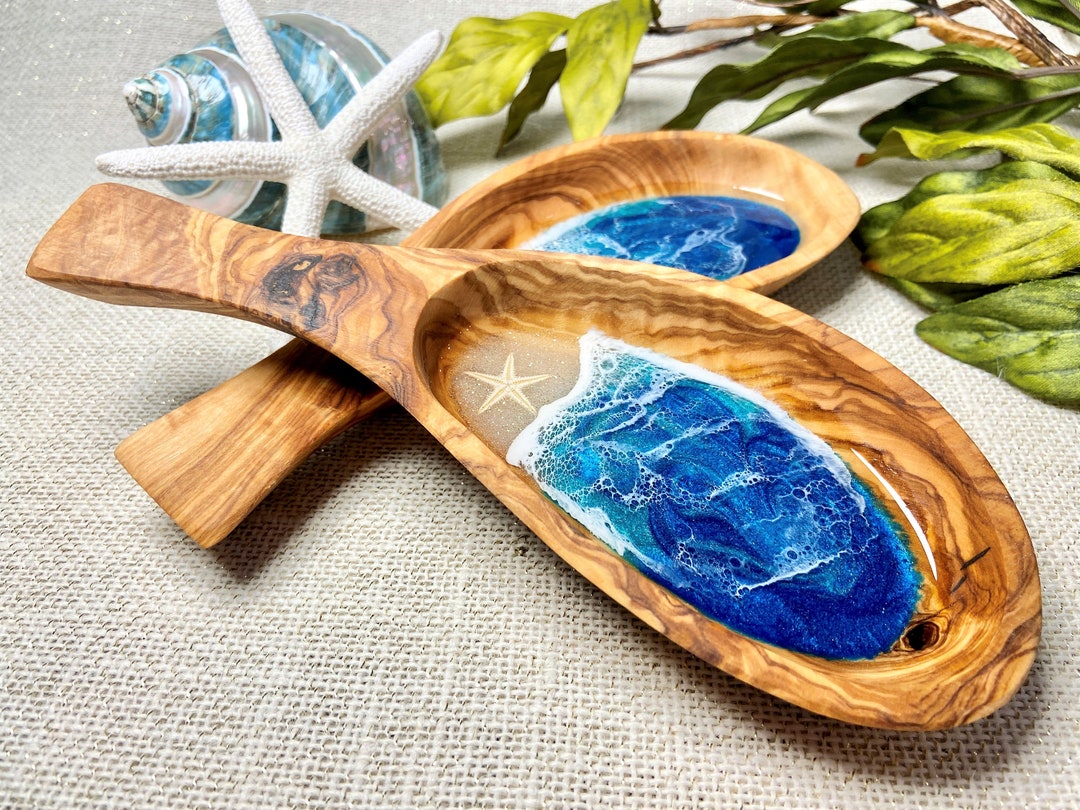 Olive Wood Spoon Rest Ocean Spoon Rest Beach Spoon Rest Etsy