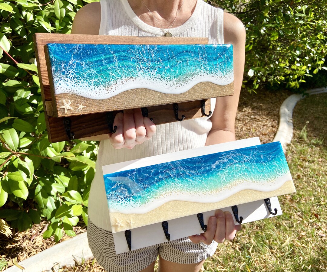 Beach Key Rack Ocean Wave Key Holder: Coastal Entryway Organizer - Etsy