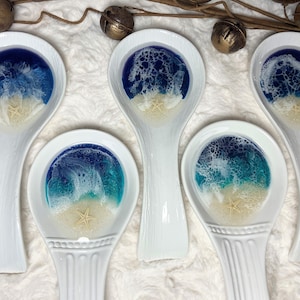 Ceramic Spoon Rest | Resin Spoon Rest | Blue Spoon Rest | Ocean Spoon Rest