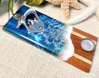 Ocean Bottle Opener | Magnetic Bottle Opener | Wall Mounted Bottle Opener & Cap Catcher