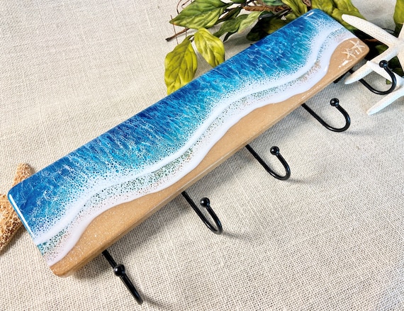 Buy Unique Ocean Mudroom Hooks Decorative Entryway Key hat Rack Coastal Beach Wall Mounted Leash coat towel robe Hanger Epoxy Resin Wave Art Online in India Etsy