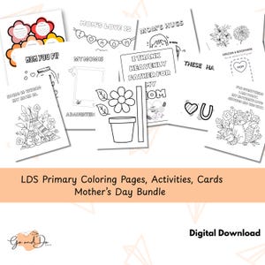 Libro para colorear, manualidades y tarjetas imprimibles para el Día de la Madre / Paquete de actividades SUD para niños / Regalo para el Día de la Madre / Mamá SUD