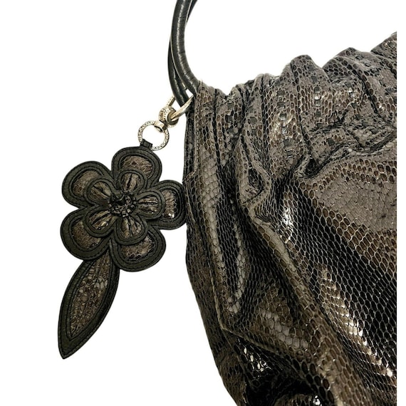 Brighton BREELAN Gray Black Python Embossed Paten… - image 8