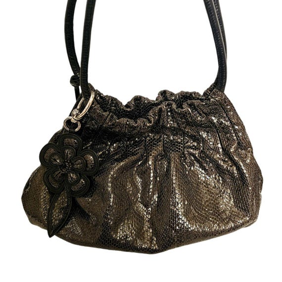 Brighton BREELAN Gray Black Python Embossed Paten… - image 5