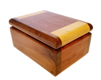 Handmade Trinket Box Mixed Multi Woods Quality Thick Smooth Seamless 5" x 4"
