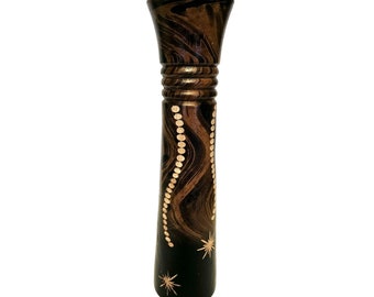 Mango Tree Wood Vase Floral Hand Carved Pattern Natural Decorative 12.75"