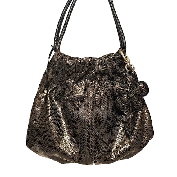 Brighton BREELAN Gray Black Python Embossed Paten… - image 1