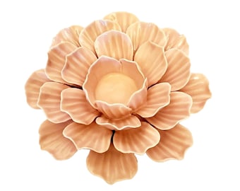 Pink Ceramic Peony Votive Candle Holder: Floral Decor