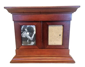 Cherry 3 Photo Frame Wood Table-top Slip in Pictures Sliding Trays Expands
