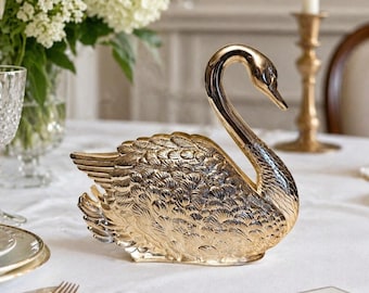 Vintage Godinger Italy Silver Plated Swan Napkin Letter Holder Figurine 7" x 6"
