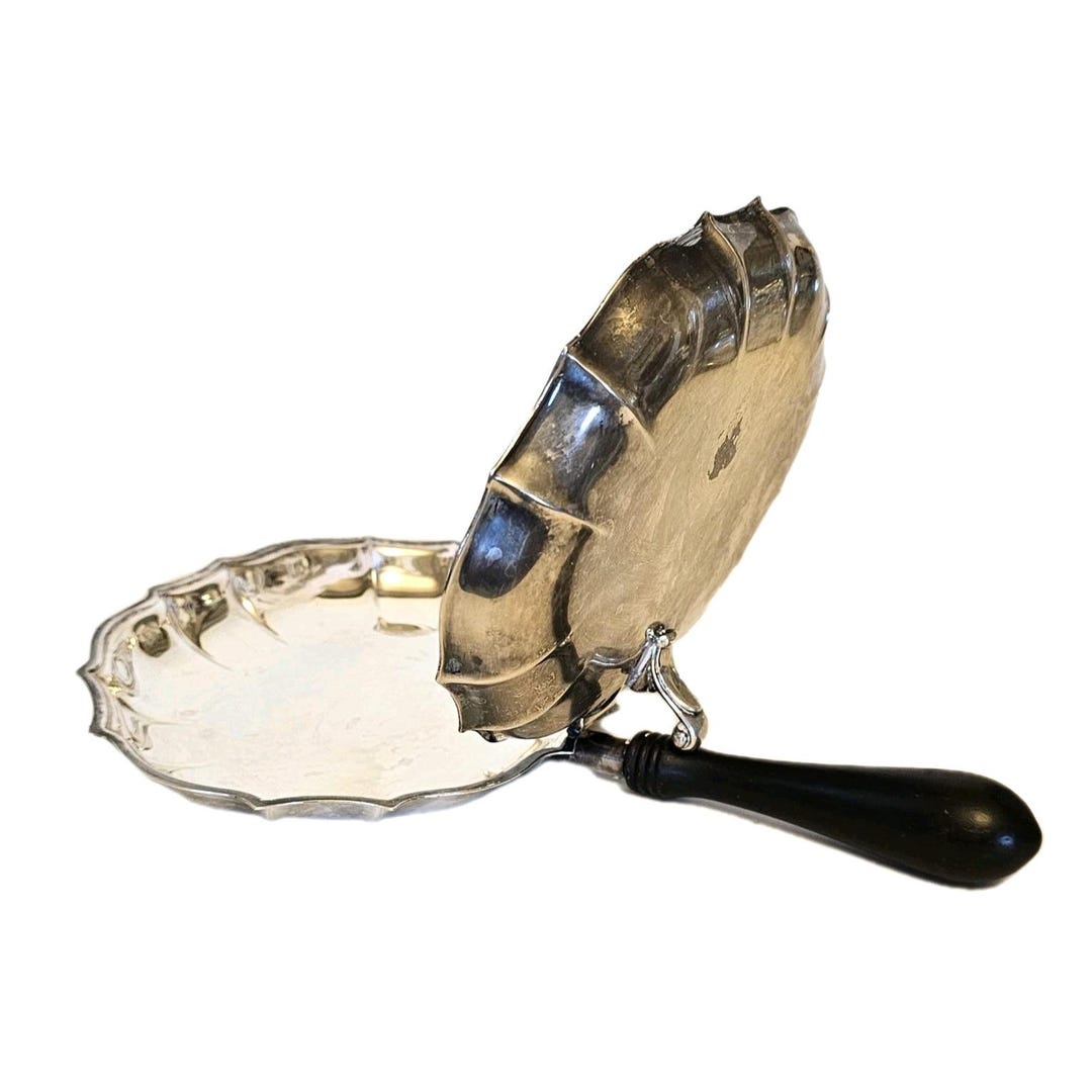 Chippendale Silent Butler Crumb Catcher Vintage Silver Plate Wood ...