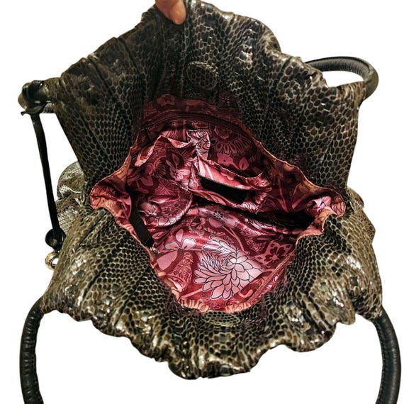 Brighton BREELAN Gray Black Python Embossed Paten… - image 6