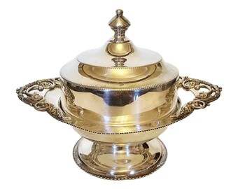 Very Old W Hamilton & Co. Mfg Victorian Quadruple Plate 45 Domed Butter Dish