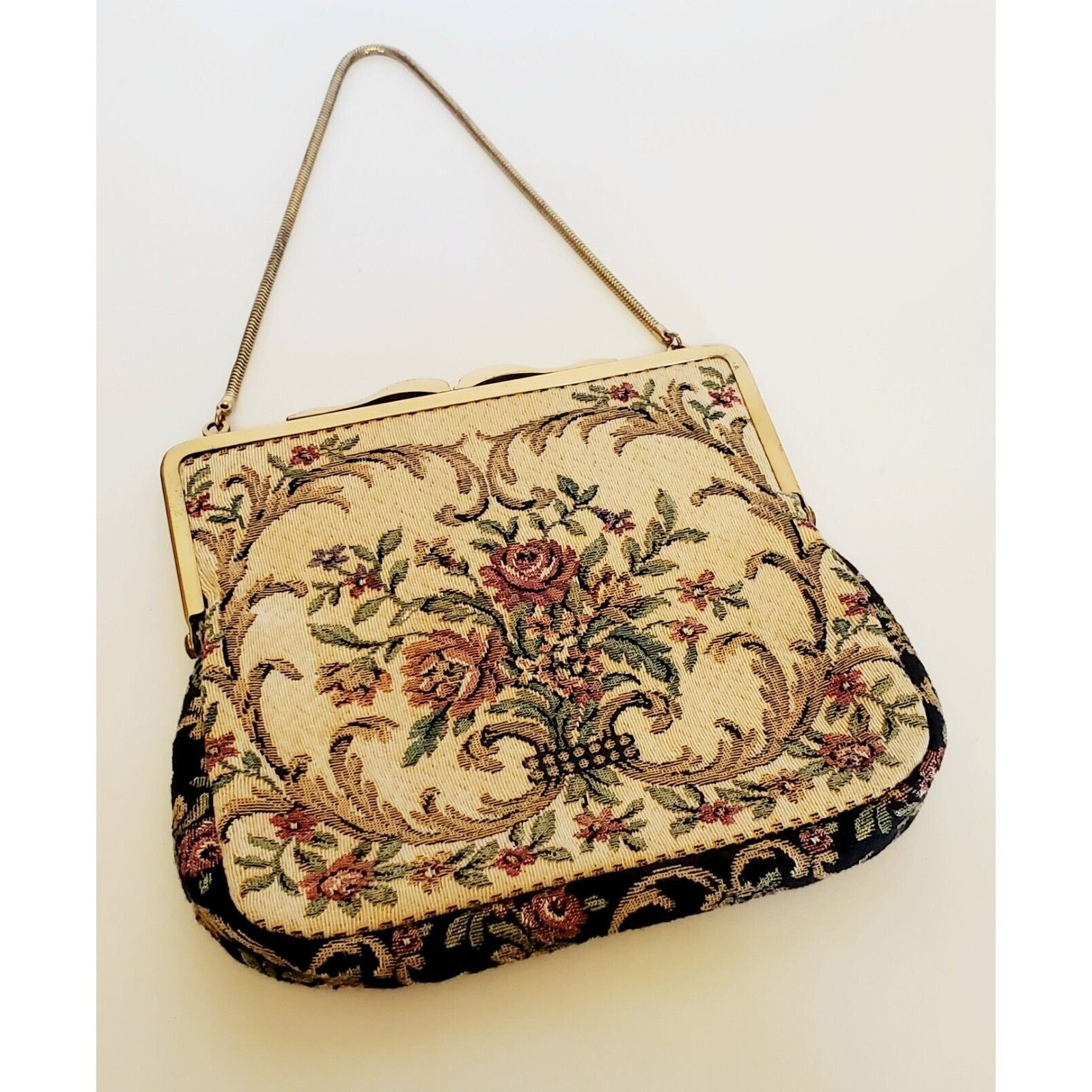 Mantessa Rose Tapestry Evening Bag Purse Handbag made W Germany Princess Style Etsy