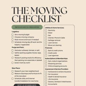 Moving Checklist | Moving Planner, Moving Organizer, Moving Schedule, Printable Moving List, Home Packing List, Moving Supply List, Guide