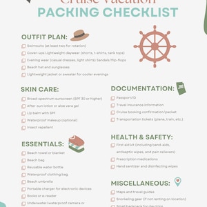 Ultimate Cruise Packing List | Vacation Checklist, Travel Organization, Cruise Essentials, Printable Travel Planner, Packing Checklist
