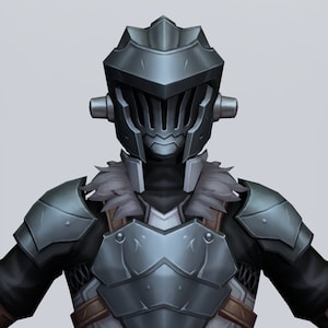 Puede incluir: Una figura con armadura plateada y negra con un casco que presenta un diseño distintivo, puntiagudo y dentado. La figura lleva un cuello forrado de piel y una prenda interior negra.