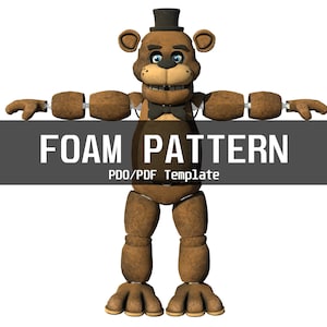 May include: A brown bear-shaped foam pattern template for a plush toy. The template is labeled "FOAM PATTERN PDO/PDF Template".