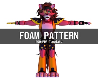 May include: A pink and orange foam pattern template for a character with a red nose, a black eye patch, and a yellow star on its chest. The text "FOAM PATTERN" is displayed above the character.