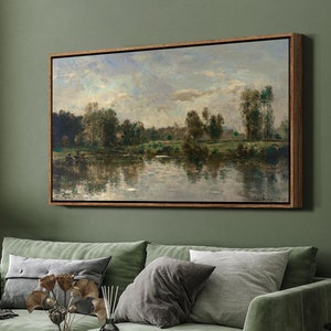 Framed Canvas Large Wall Art Prints Forest Woodland Landscape Art Print Vintage Nature Wall Art Living Room Decor