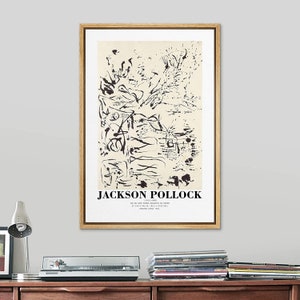 Framed Canvas Print Wall Art Jackson Pollock Ink Rice Paper Sketch Abstract Shapes Illustrations Fine Art Decorative Minimalist Relax/Calm