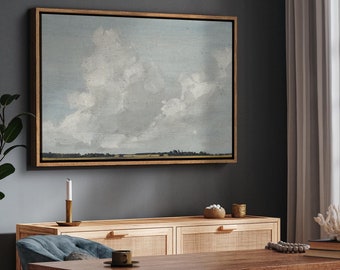 Framed Canvas Wall Art Print Abstract Clouds Landscape Prints Artwork Illustrations Minimalist Modern Nature Art Farmhouse Decor