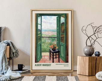 Framed Print Wall Art Albert Marquet Flower Bouquet Window Landscape Botanical Print Nature Landscape Minimalist Fine Art Boho Decor