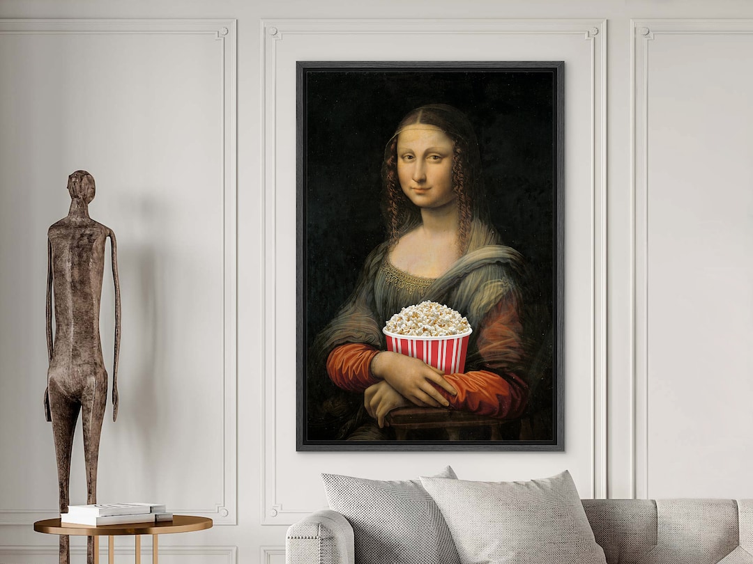 Mona Lisa With Movie Popcorn Fine Art Print Home Decor -  Canada