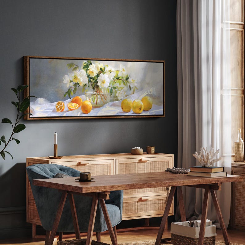 Framed Canvas Wall Art Prints Abstract Botanical Floral Fruit