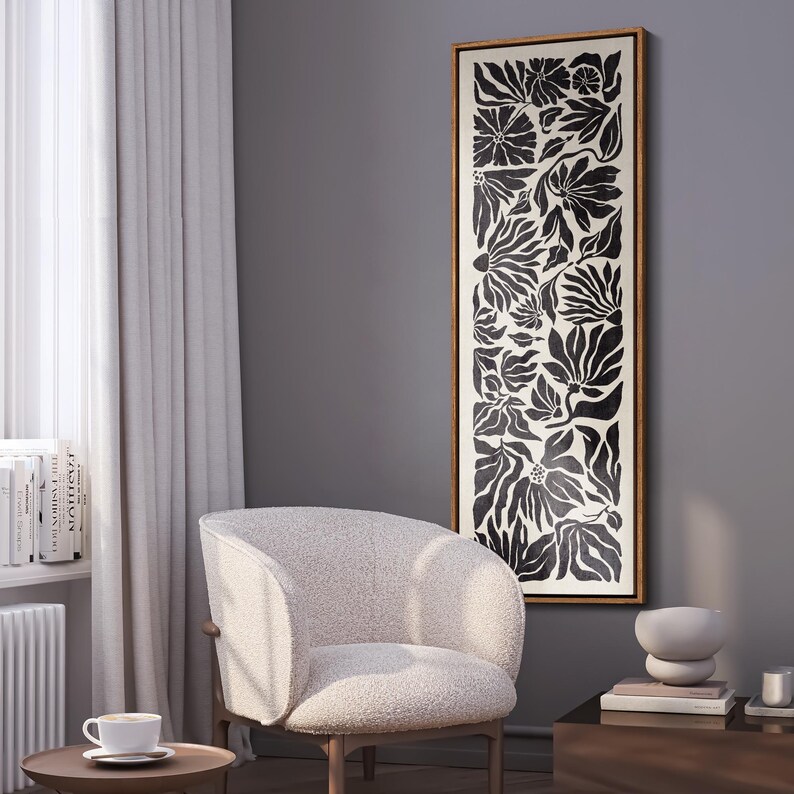 Framed Canvas Large Wall Art Print Abstract Geometric Botanical Floral