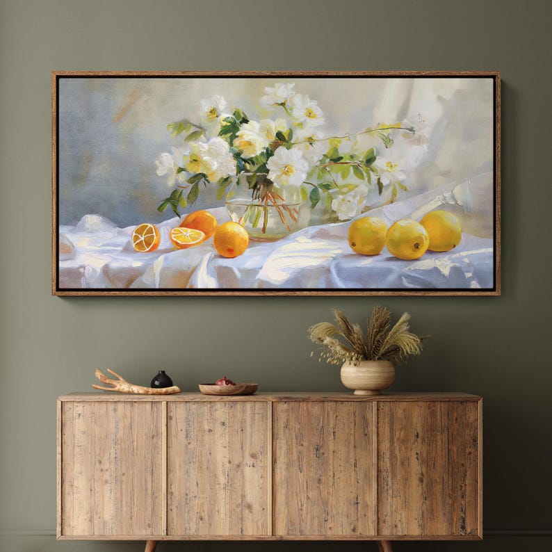 Framed Canvas Wall Art Prints Abstract Botanical Floral Fruit