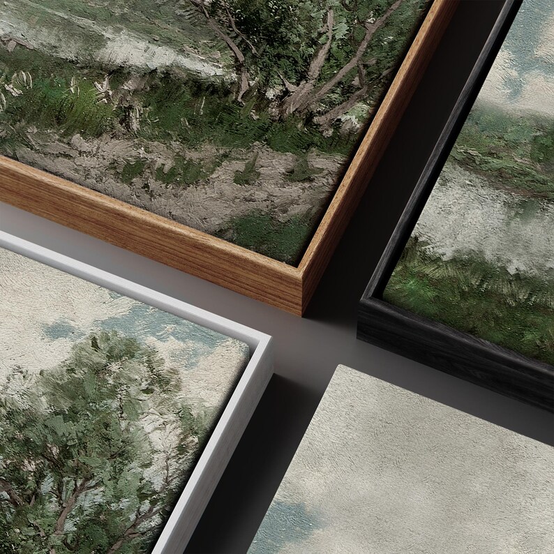 Framed Canvas Wall Art Prints Vintage Black Moody Floral Botanical