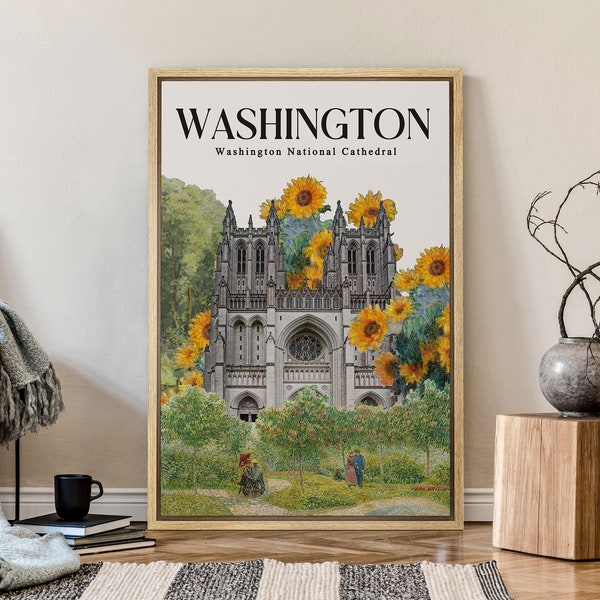 Washington State National Cathedral, Fine Art Print, Home Decor, Classical Museum Artwork, Canvas Wall Art Print, United States Landmark