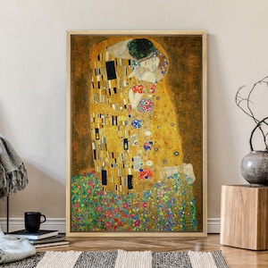 The Kiss by Gustav Klimt Painting - Framed Canvas Print Wall Art