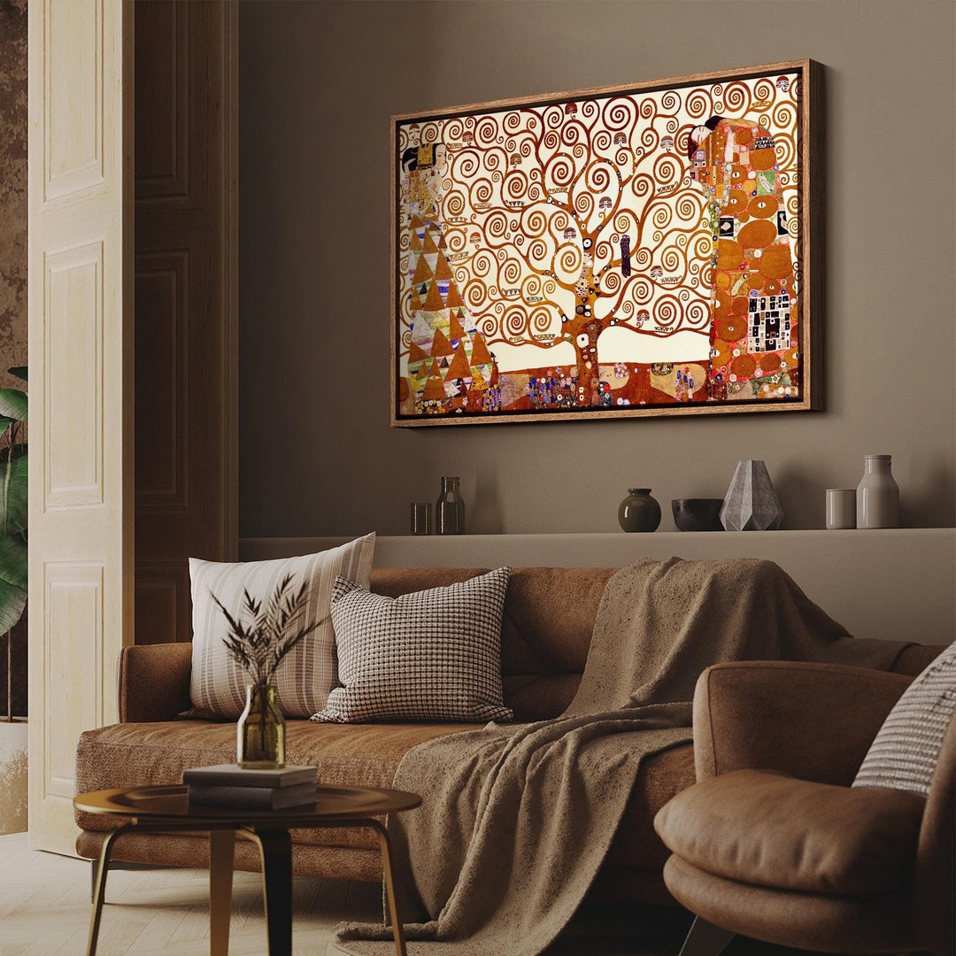 Framed Canvas Print Wall Art Tree of Life by Gustav Klimt People ...
